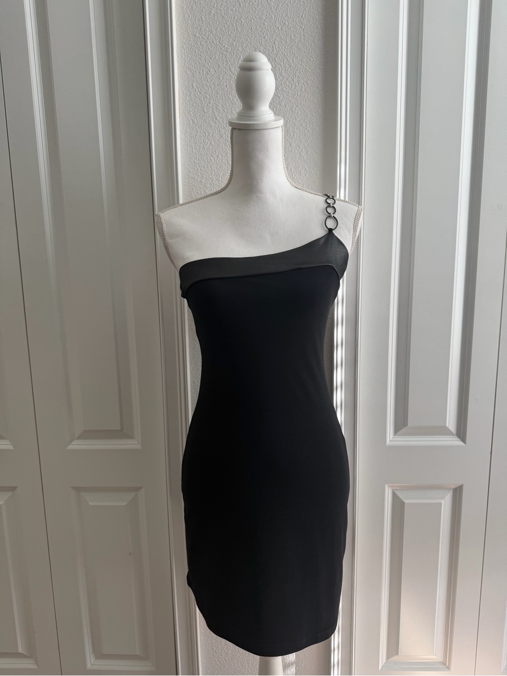 VOVO Vintage Y2K Black Ring Strap Bodycon Mini Dress Women’s M Made USA